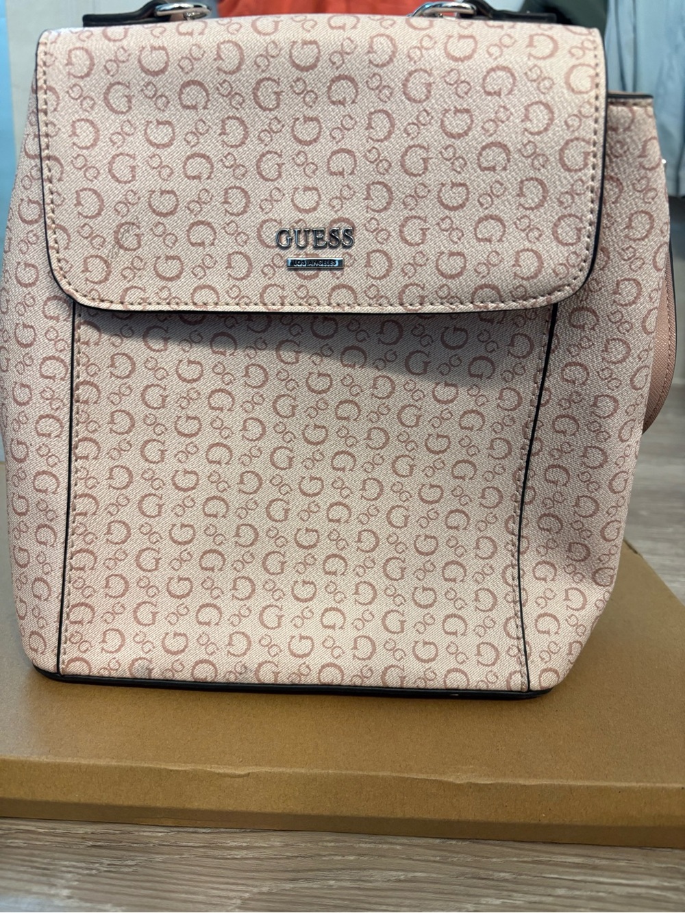 Guess Pink Monogram Mini Backpack